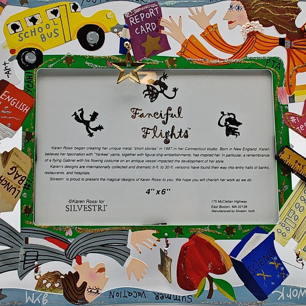 Karen Rossi Silvestri Fanciful Flights‎ Teacher Frame 4x6 School Bus Vintage